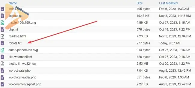 robots.txt nằm ở đâu trong thư mục gốc website