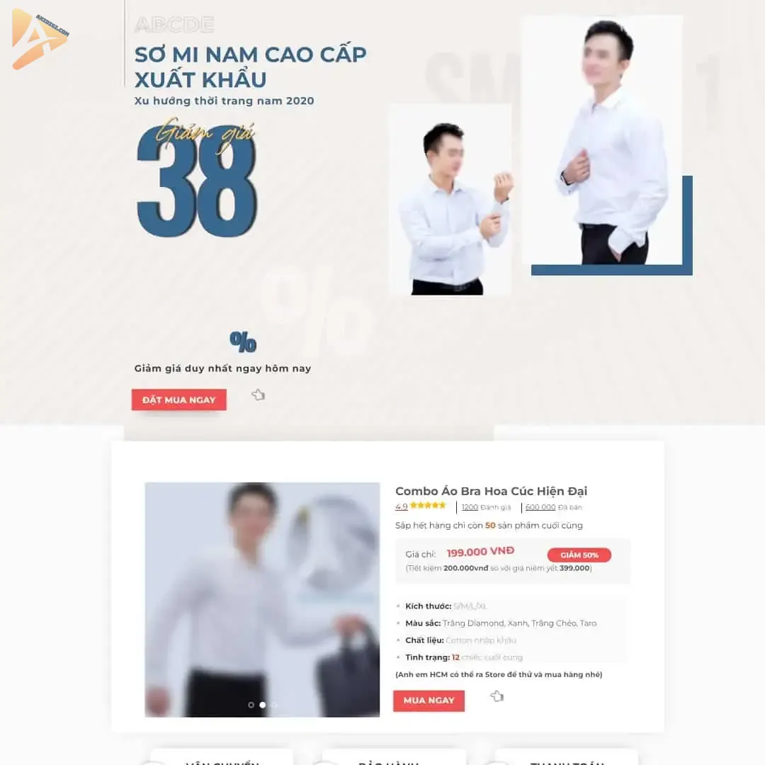 Theme WordPress landing page bán áo sơ mi