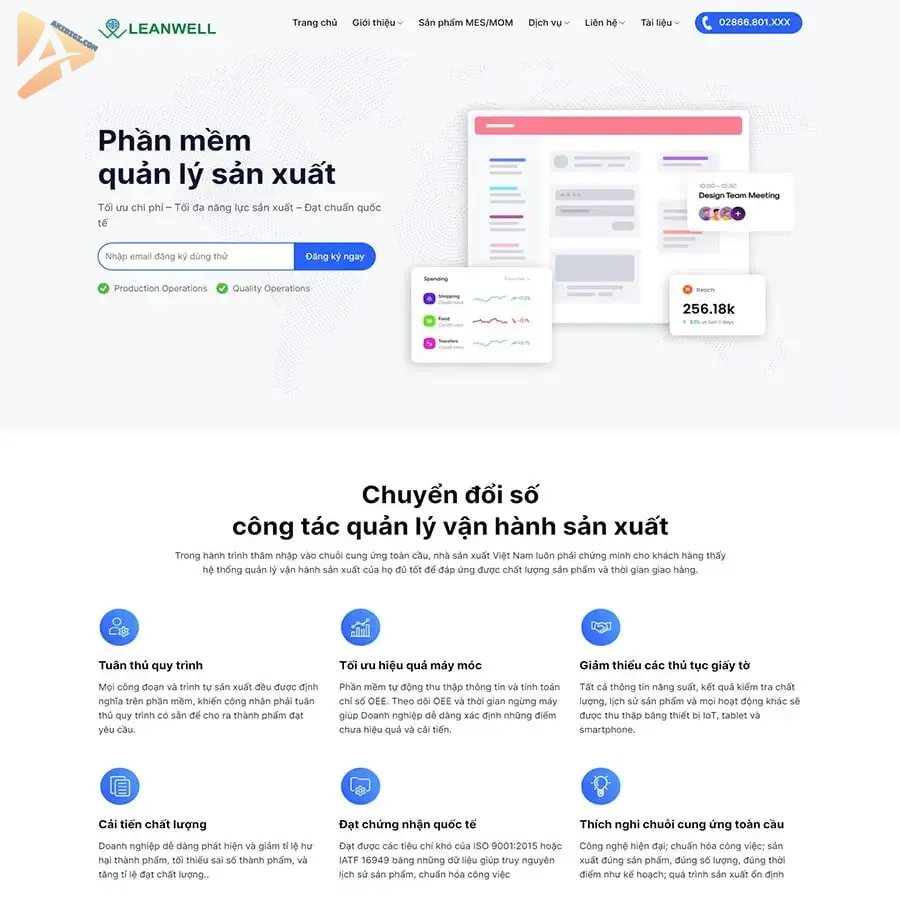 Theme WordPress giới thiệu phần mềm quản lý sản xuất