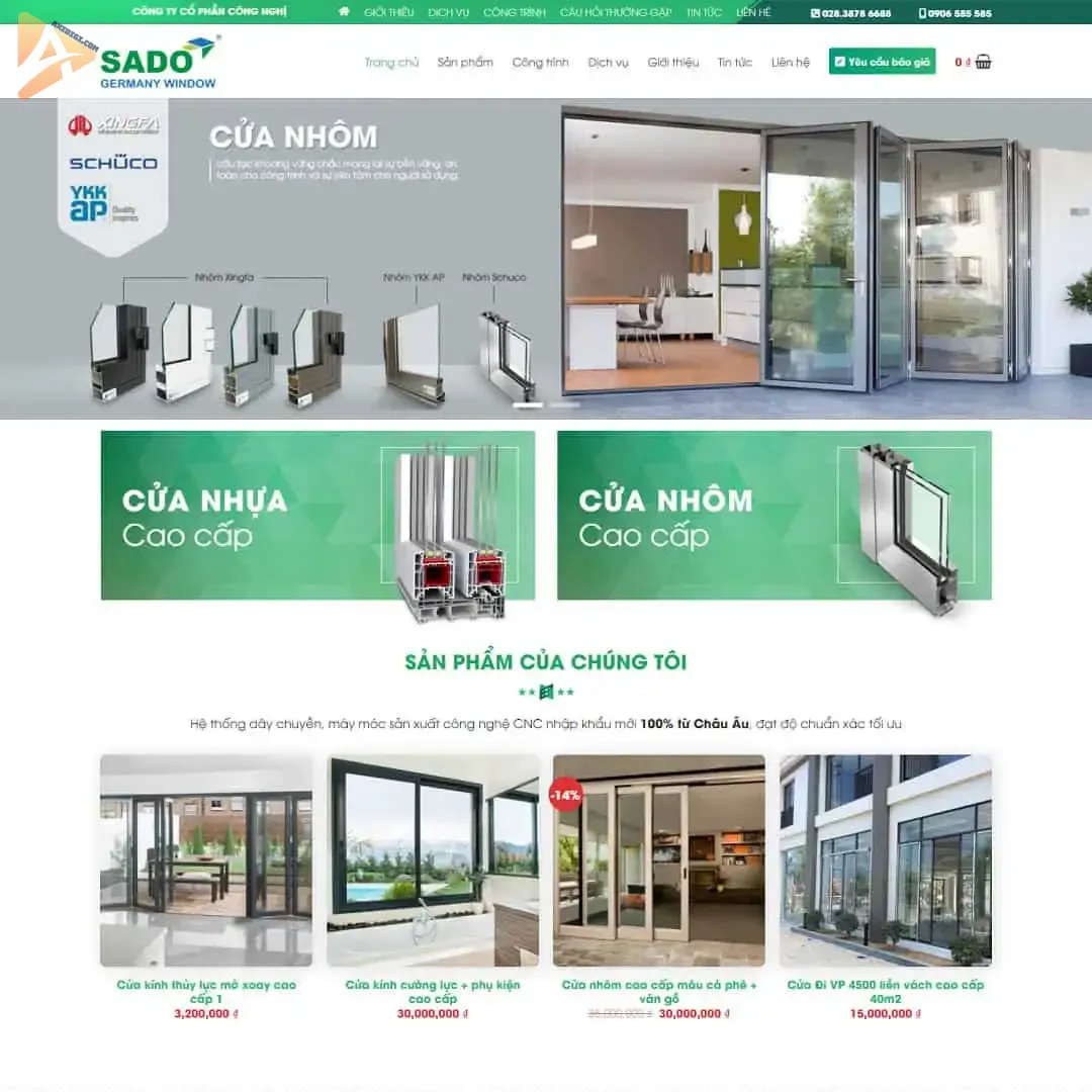 Theme WordPress công ty nhôm kính 01