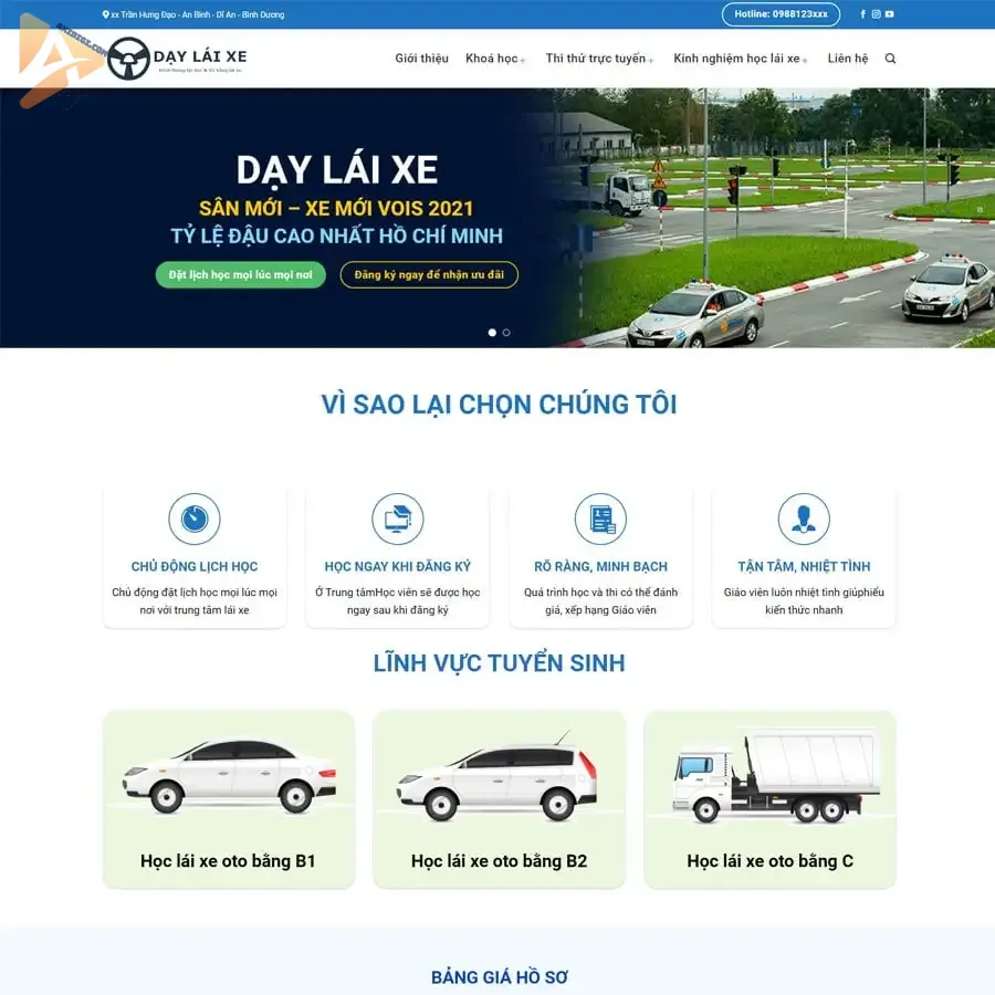 Theme WordPress dạy lái xe 02