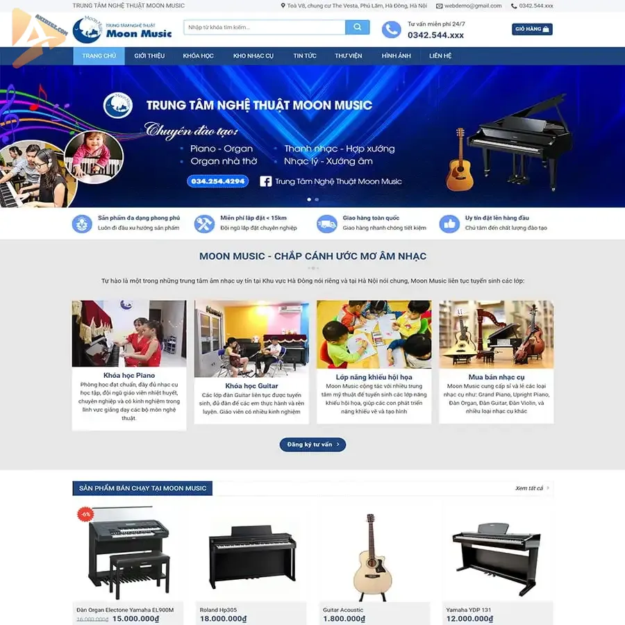 Theme WordPress trung tâm dạy nhạc