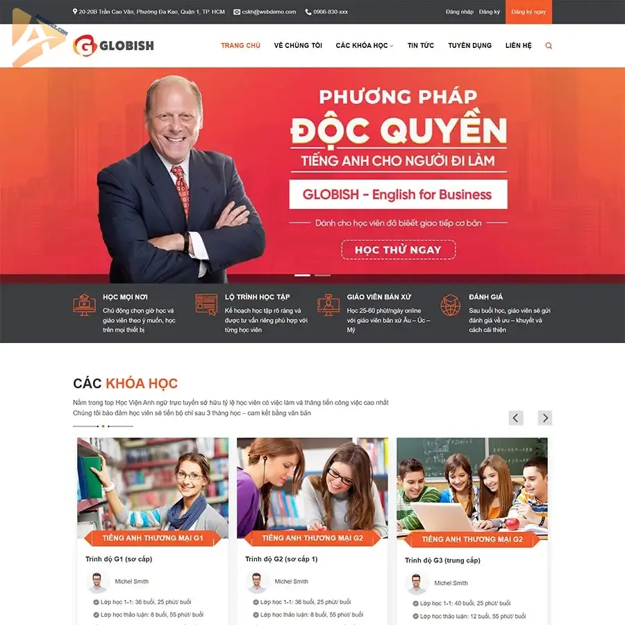 Theme WordPress trung tâm học tiếng anh 02