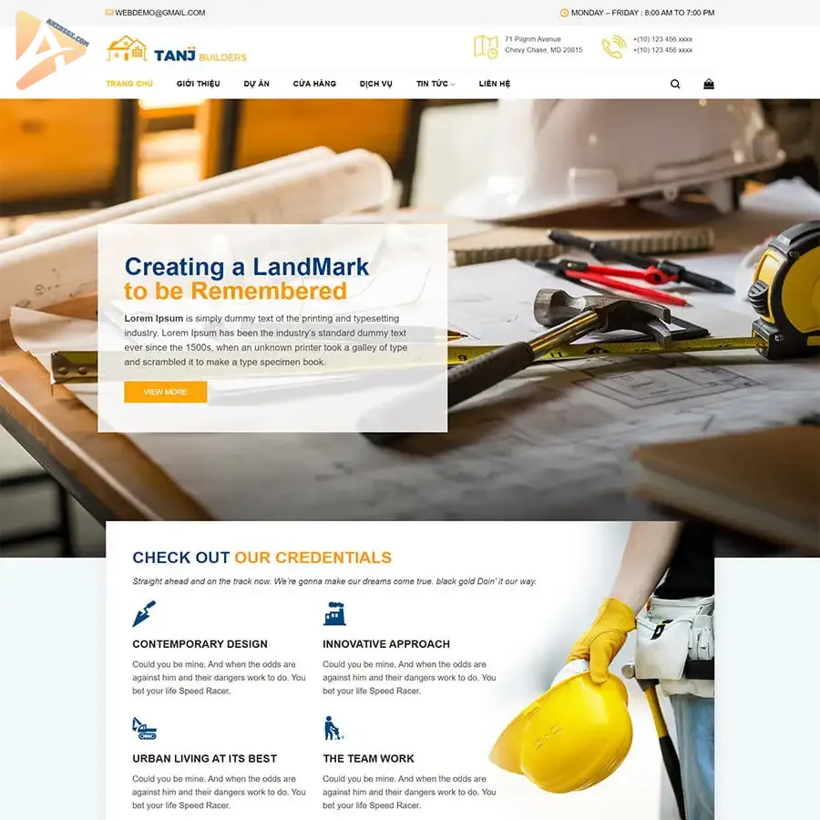 Theme WordPress giới thiệu công ty xây dựng 02