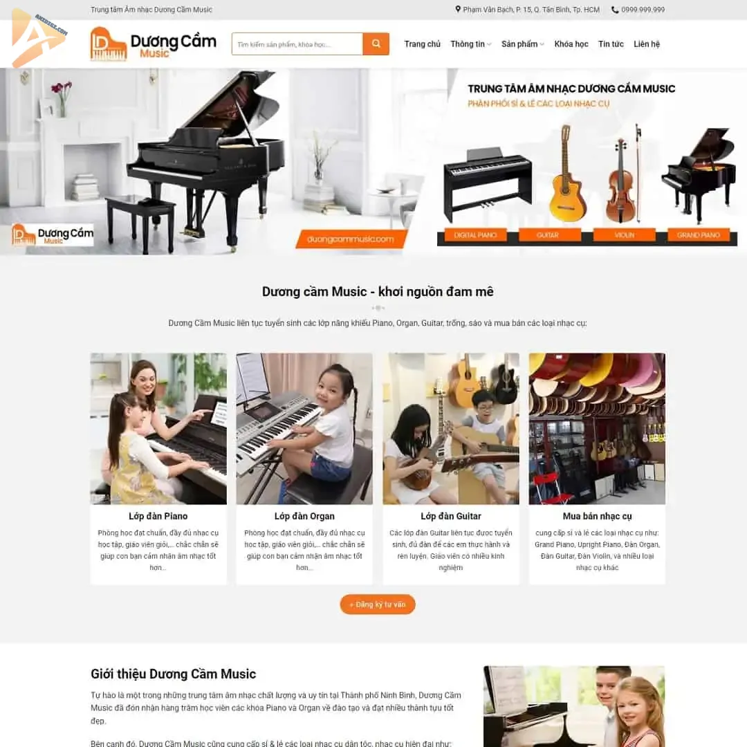 Theme WordPress đào tạo học đàn