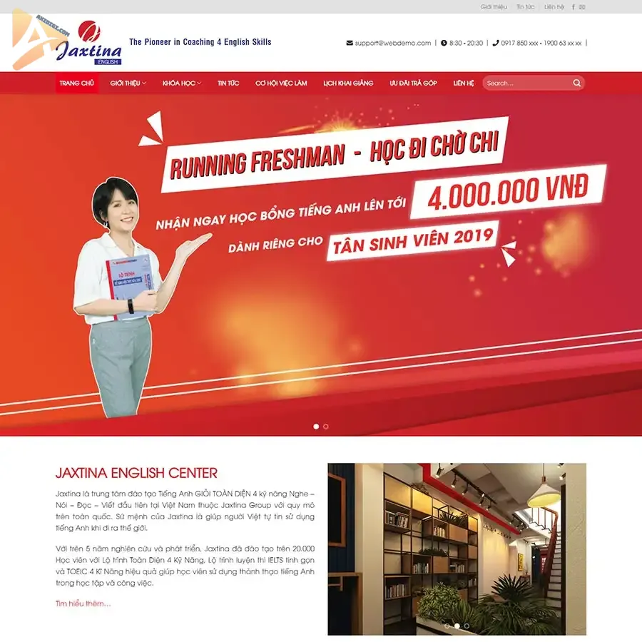 Theme WordPress trung tâm học tiếng anh