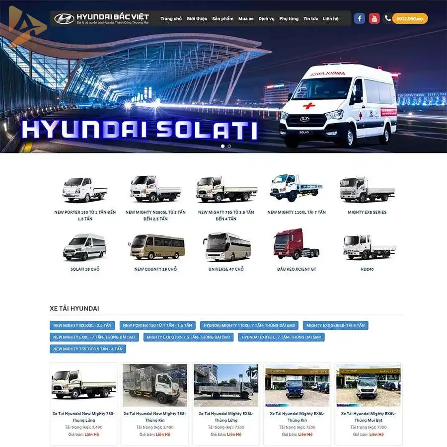 Theme WordPress bán ô tô Hyundai