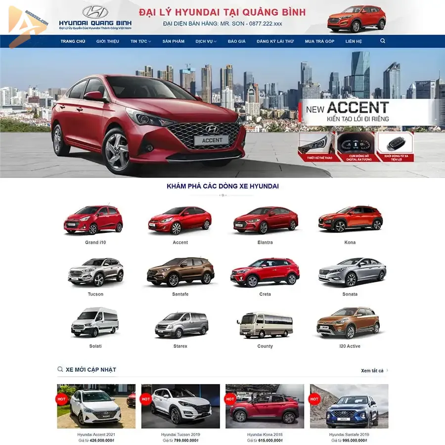 Theme WordPress bán xe Hyundai 03