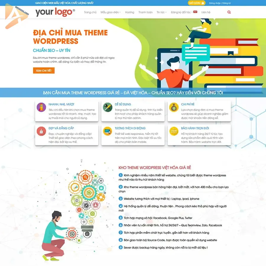 Theme WordPress bán theme, thiết kế website
