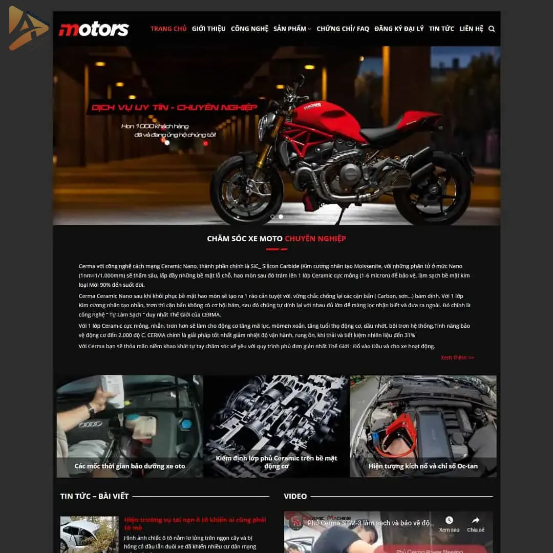 Theme WordPress dịch vụ chăm sóc mô tô