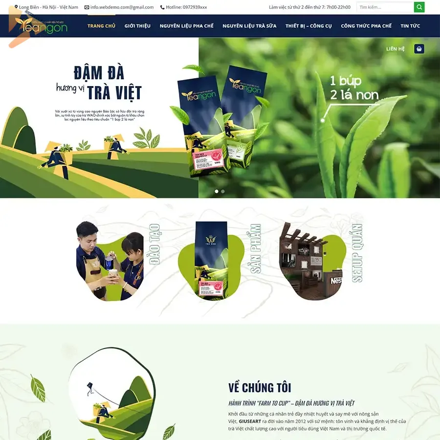 Theme wordpress bán nguyên liệu trà sữa 02