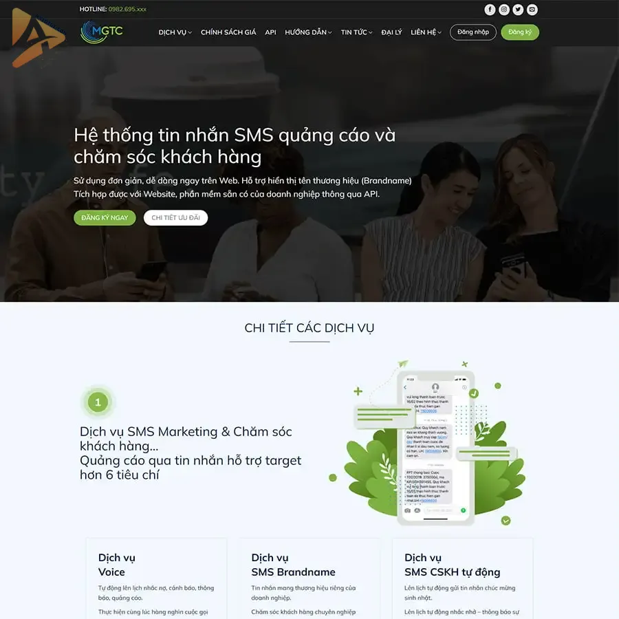 Theme WordPress tổng đài tin nhắn SMS