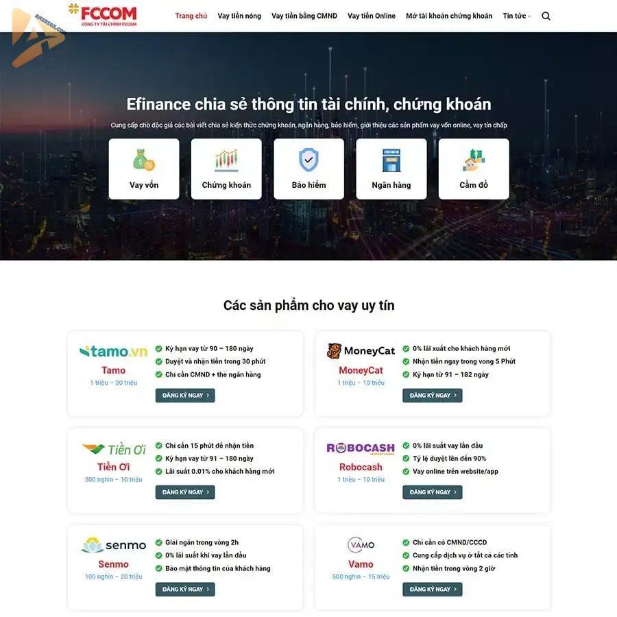 Theme WordPress vay vốn, tài chính 04