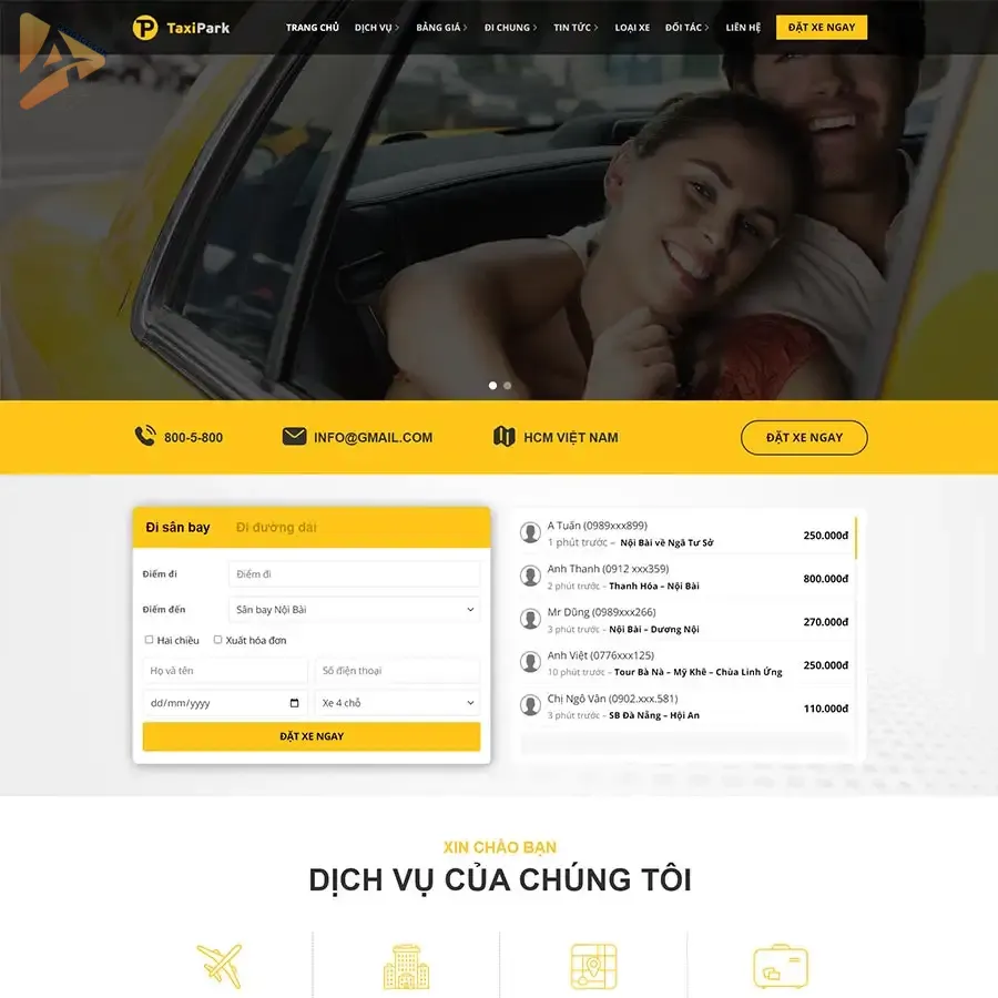Theme WordPress dịch vụ thuê xe taxi 05