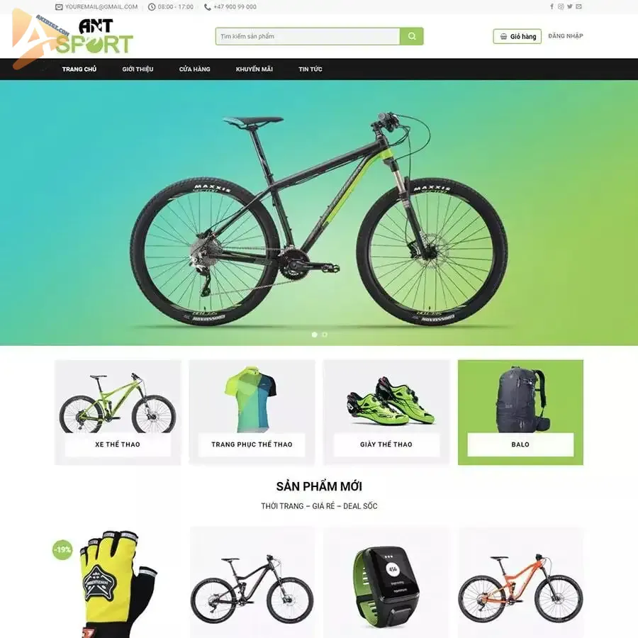 Theme wordpress bán xe đạp, đồ thể thao