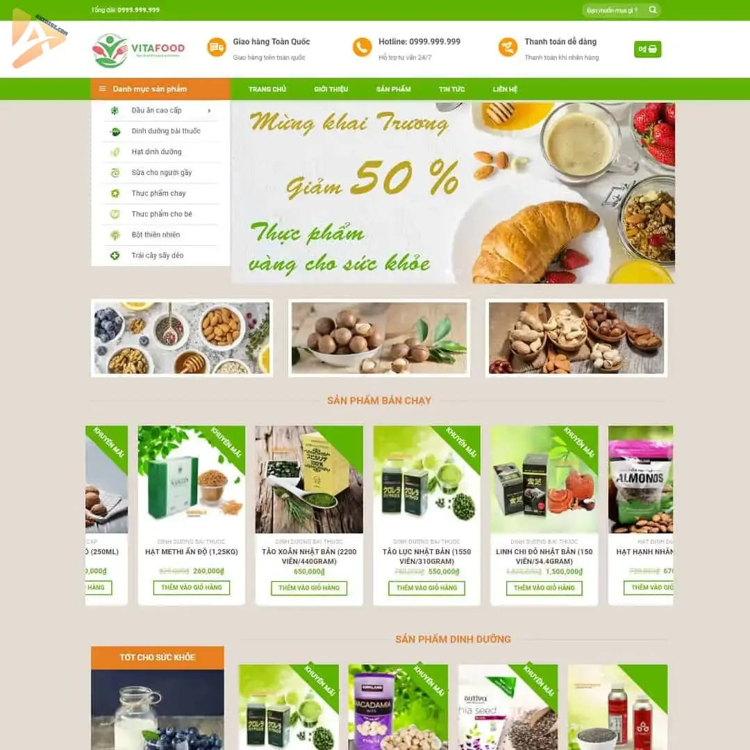 Theme WordPress thực phẩm chức năng 10