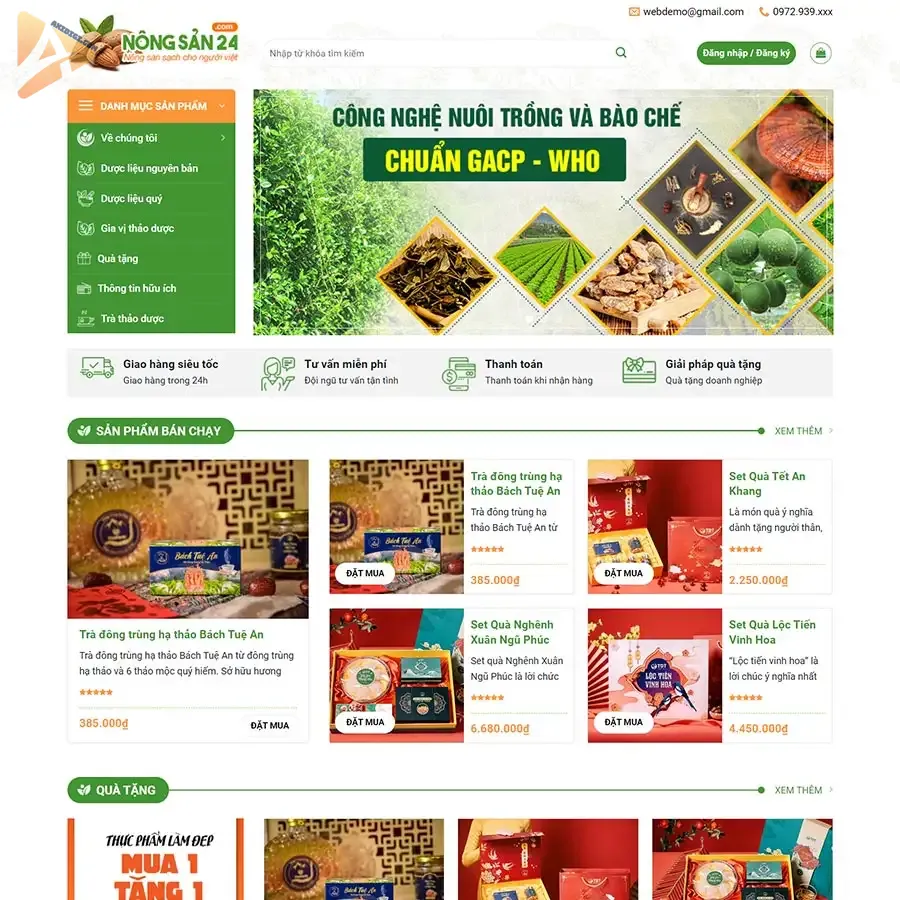 Theme WordPress quà tặng cao cấp