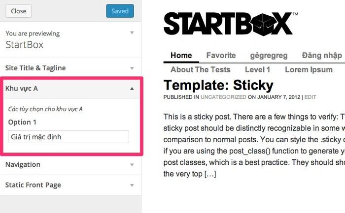 Tùy chọn chèn Script trong Theme Customizer
